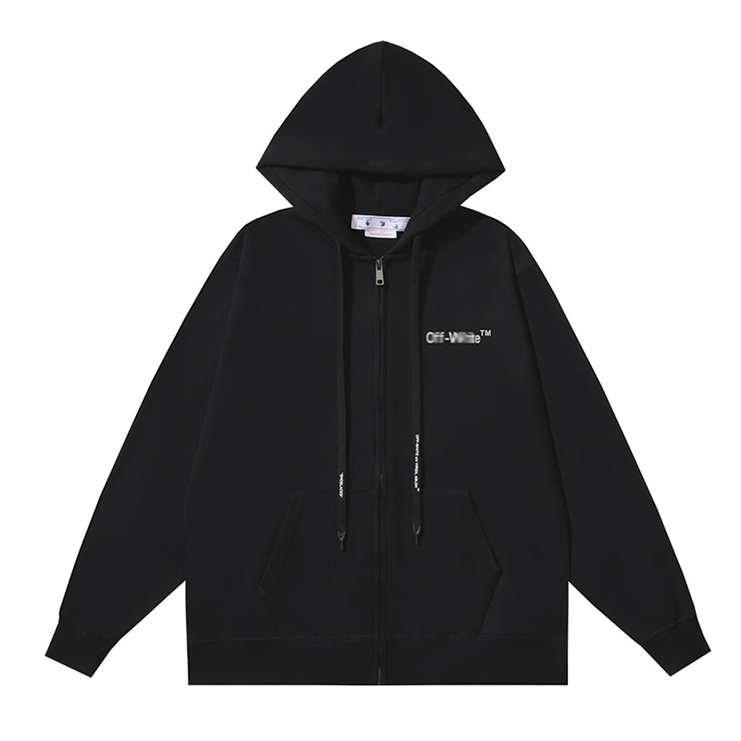 OFF-WHITELogo Print Hoodie Jacket - Premium Cotton Streetwear Hybrid