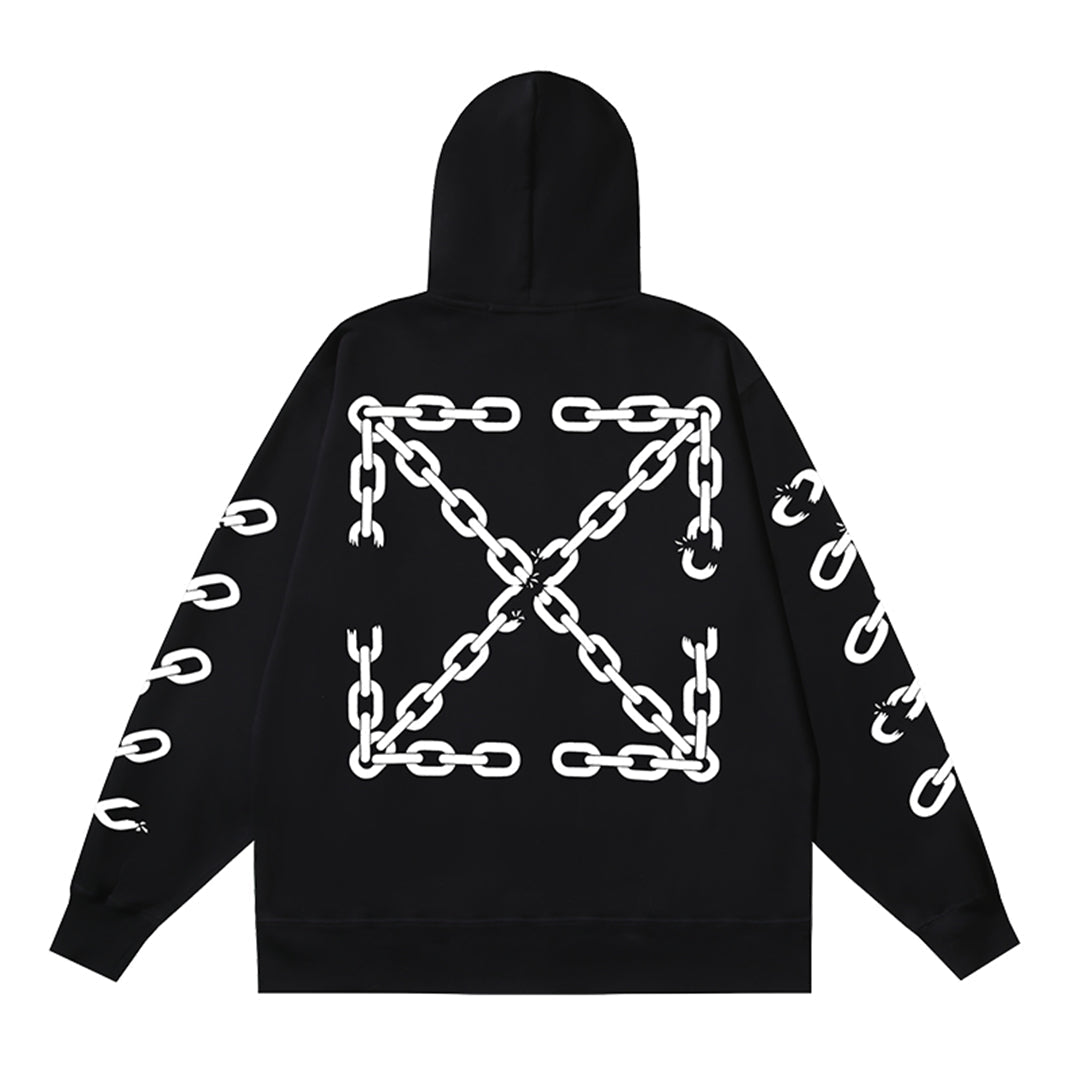 OFF-WHITELogo Print Hoodie Jacket - Premium Cotton Streetwear Hybrid