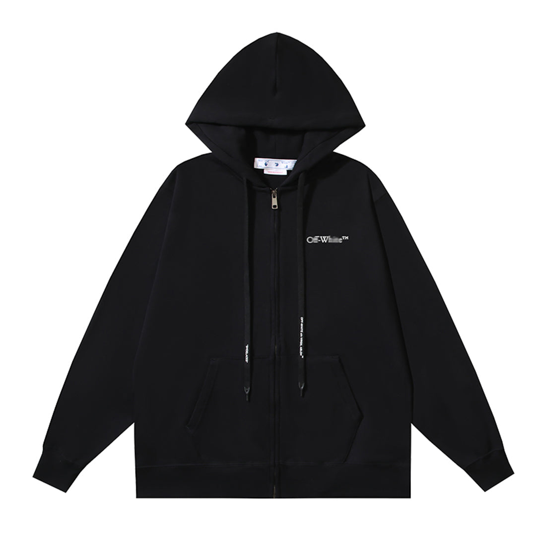 OFF-WHITELogo Print Hoodie Jacket - Premium Cotton Streetwear Hybrid