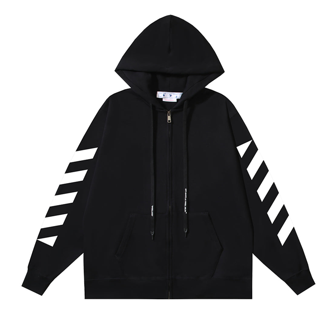 OFF-WHITELogo Print Hoodie Jacket - Premium Cotton Streetwear Hybrid
