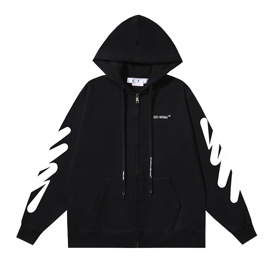 OFF-WHITELogo Print Hoodie Jacket - Premium Cotton Streetwear Hybrid