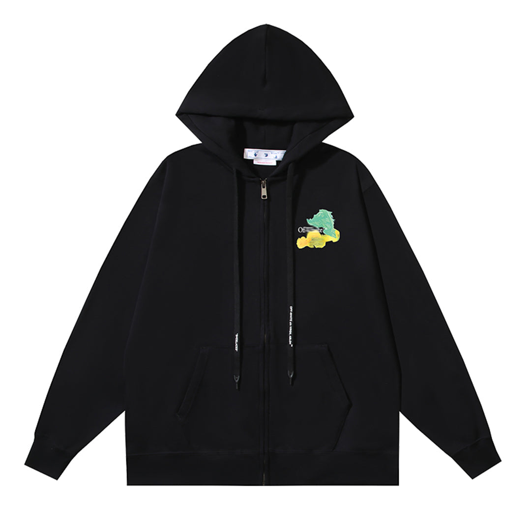 OFF-WHITELogo Print Hoodie Jacket - Premium Cotton Streetwear Hybrid