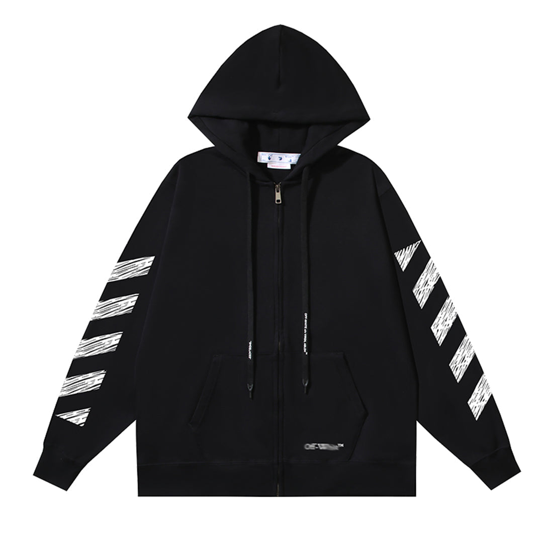 OFF-WHITELogo Print Hoodie Jacket - Premium Cotton Streetwear Hybrid