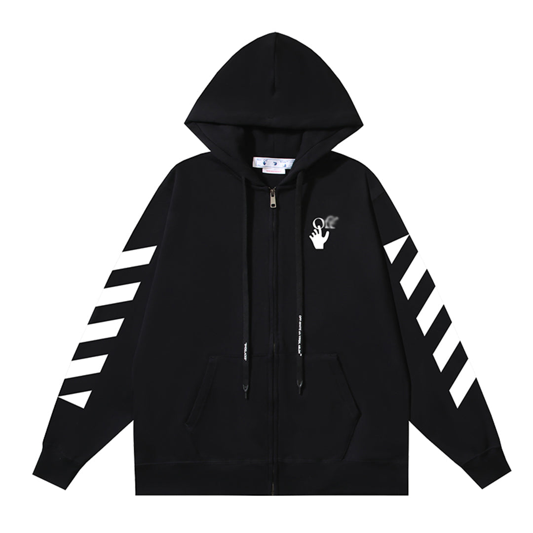 OFF-WHITELogo Print Hoodie Jacket - Premium Cotton Streetwear Hybrid