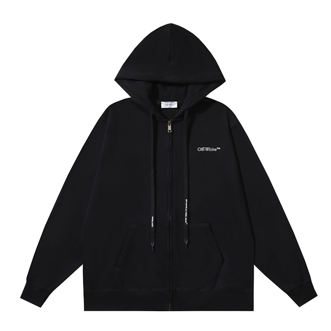 OFF-WHITELogo Print Hoodie Jacket - Premium Cotton Streetwear Hybrid