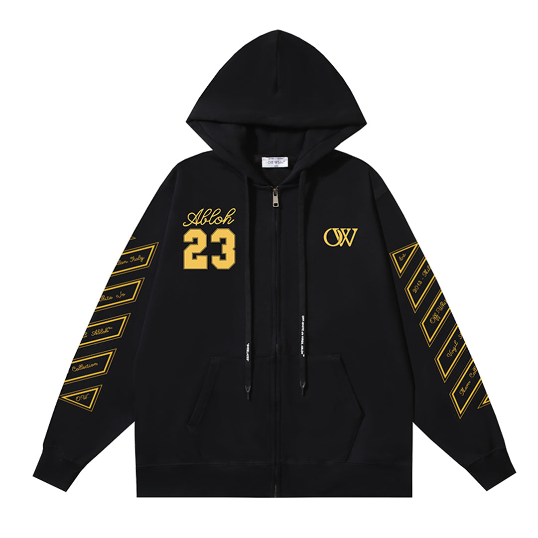 OFF-WHITELogo Print Hoodie Jacket - Premium Cotton Streetwear Essential