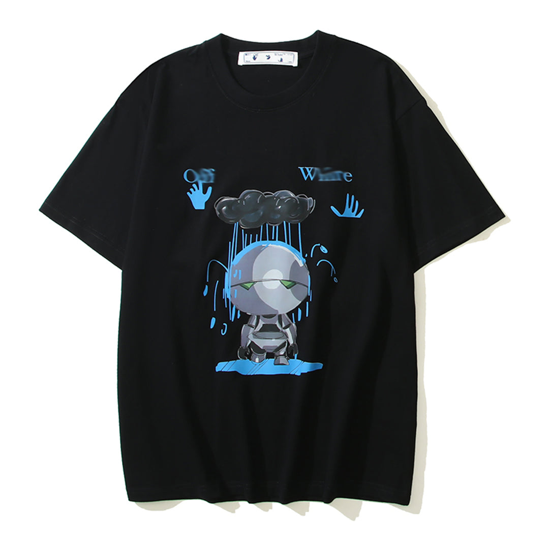 OFF-WHITERobot Print Cotton T-Shirt - Futuristic Streetwear Design