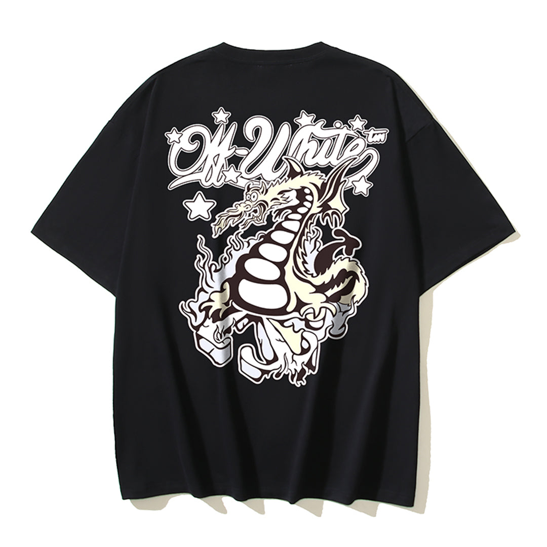 OFF-WHITE Dragon Print Cotton T-Shirt