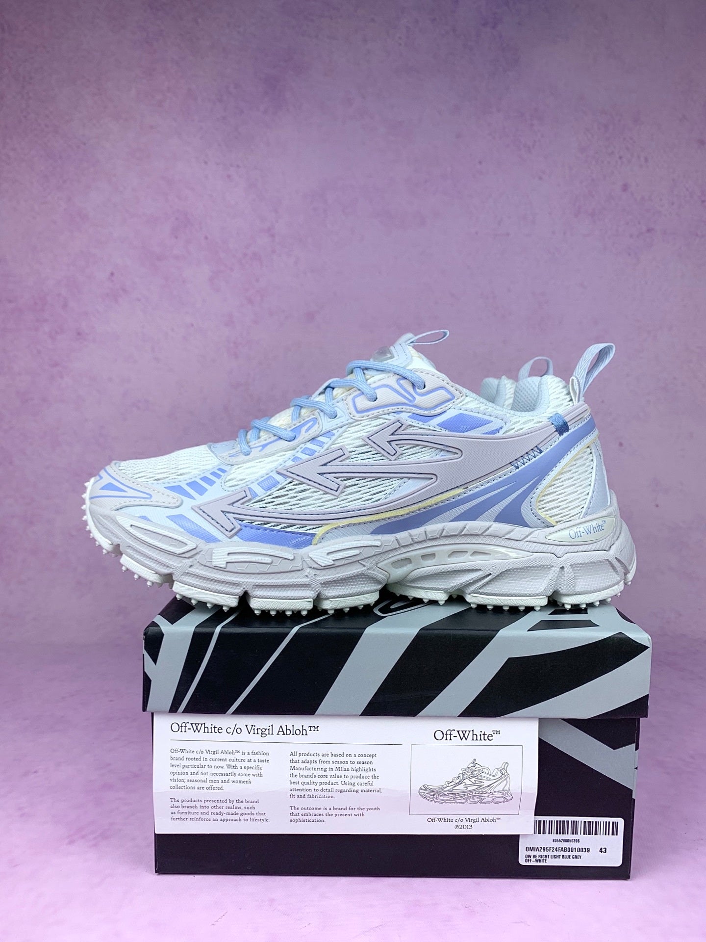 Off-White White and Blue Arrow Sneakers