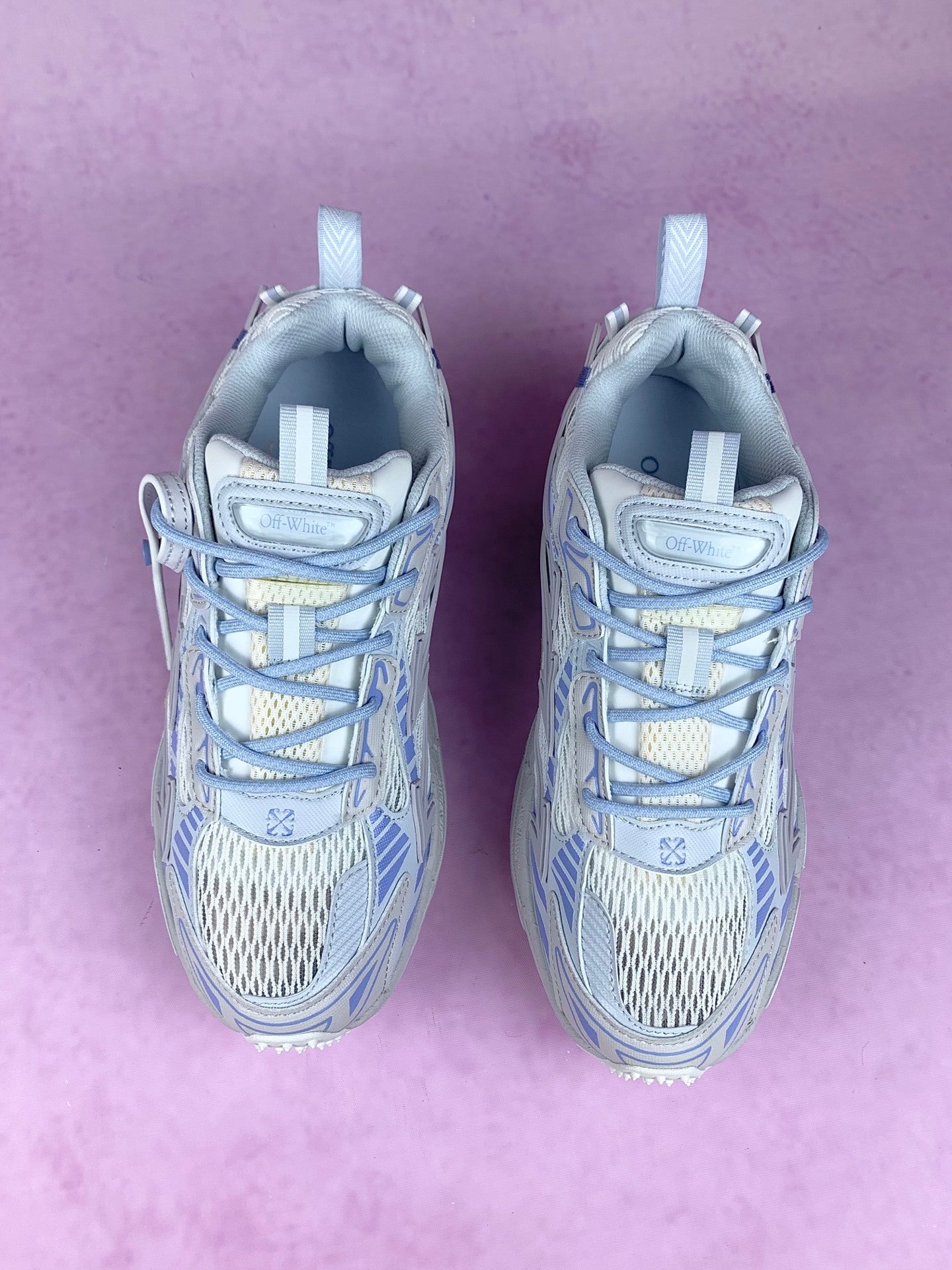 Off-White White and Blue Arrow Sneakers