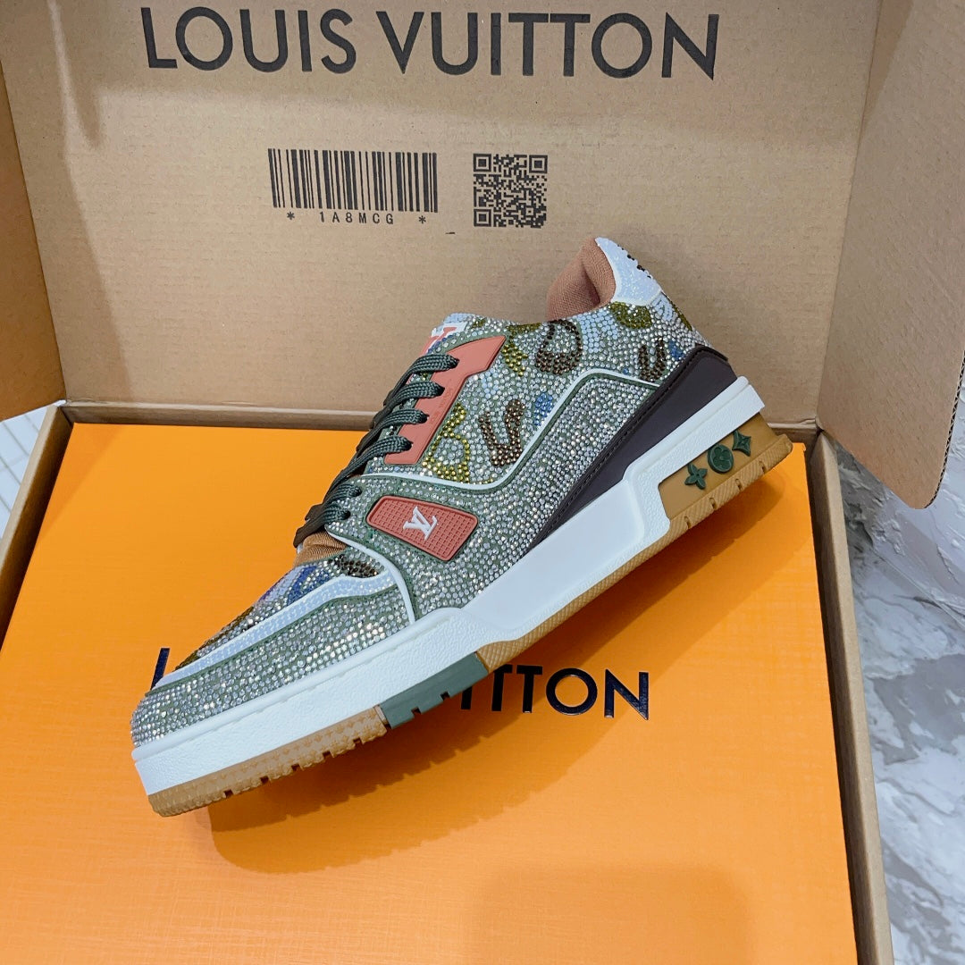 LV Men's & Women's Fully Rhinestone-Embellished Sneakers