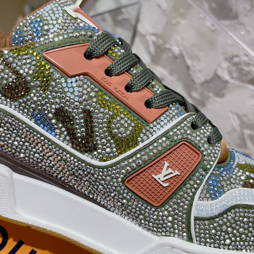 LV Men's & Women's Fully Rhinestone-Embellished Sneakers