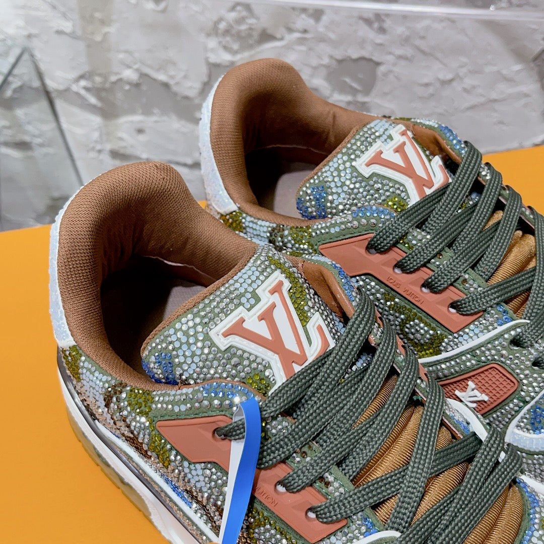 LV Men's & Women's Fully Rhinestone-Embellished Sneakers