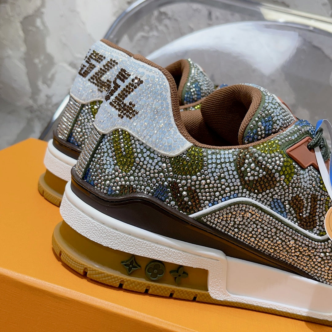 LV Men's & Women's Fully Rhinestone-Embellished Sneakers