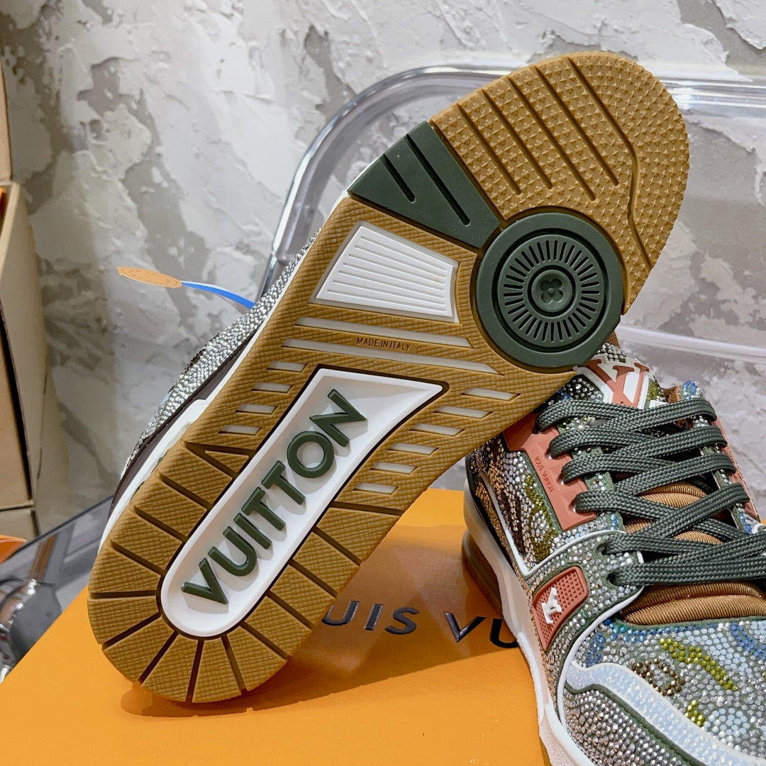 LV Men's & Women's Fully Rhinestone-Embellished Sneakers