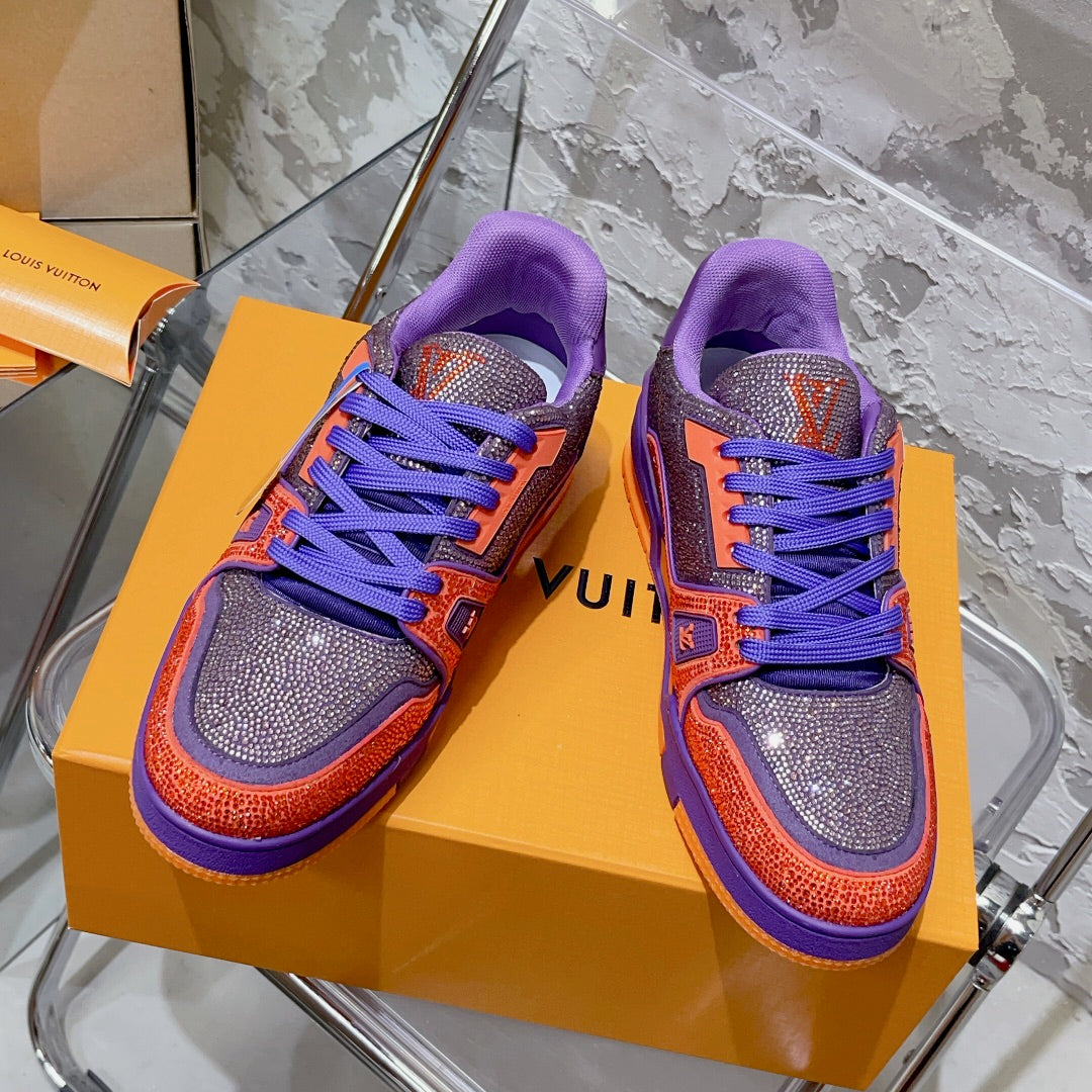 LV Men's & Women's Fully Rhinestone-Embellished Sneakers