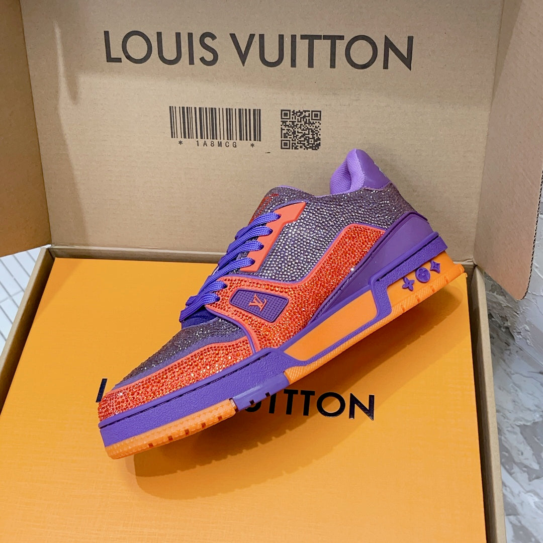 LV Men's & Women's Fully Rhinestone-Embellished Sneakers