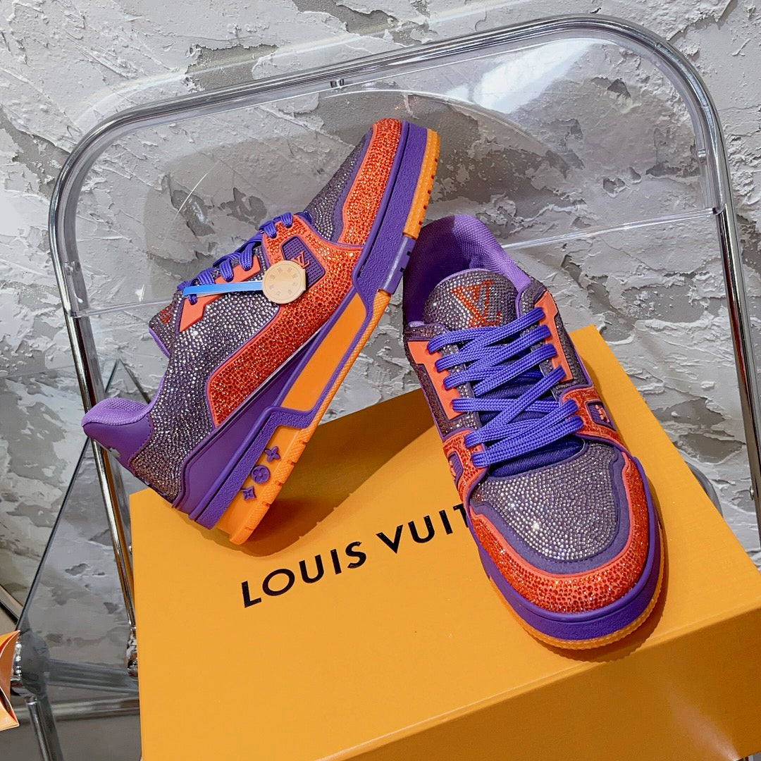 LV Men's & Women's Fully Rhinestone-Embellished Sneakers