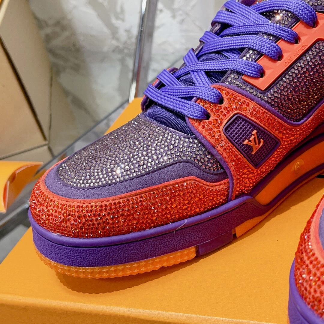 LV Men's & Women's Fully Rhinestone-Embellished Sneakers
